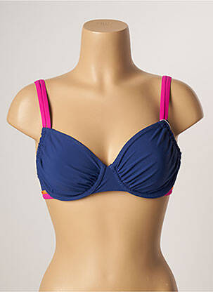 Haut de maillot de bain stretch haut soutien-gorge emboitant bleu BELCOR femme