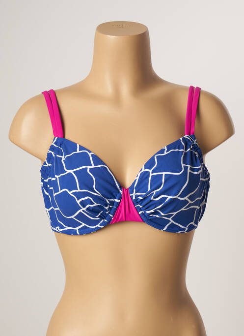 Haut de maillot de bain stretch haut soutien-gorge emboitant bleu BELCOR femme