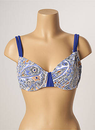 Haut de maillot de bain stretch haut soutien-gorge emboitant bleu BESTFORM femme