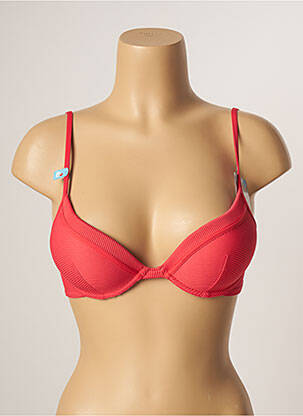 Haut de maillot de bain bretelles élastiquées ajustables haut soutien-gorge push-up rouge CHERRY BEACH femme
