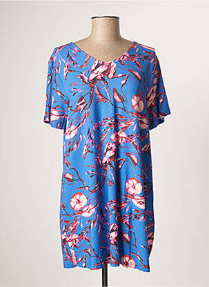 Tunique manches courtes tissage crêpe bleu CISO femme