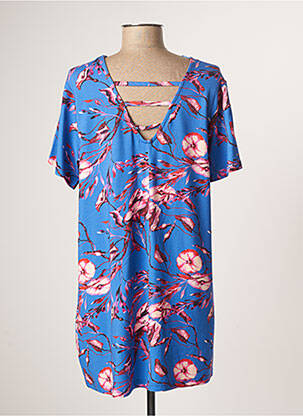 Tunique manches courtes tissage crêpe bleu CISO femme
