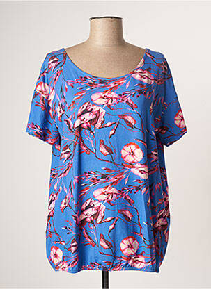 Blouse imprimé fleurs manches courtes bleu CISO femme