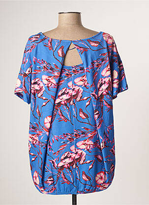 Blouse imprimé fleurs manches courtes bleu CISO femme