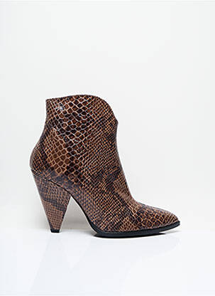 Bottines/boots tissage satiné talon de 7 à 9cm marron SISLEY femme