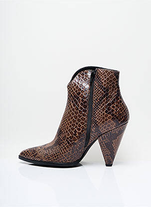 Bottines/boots tissage satiné talon de 7 à 9cm marron SISLEY femme