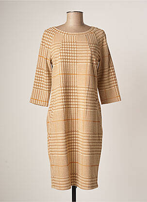 Robe mi-longue manches 3/4 manches 3/4 beige NINATI femme