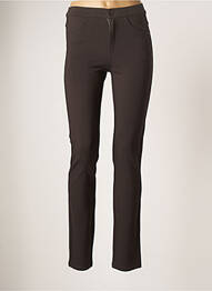 Pantalon slim broderie rivets taille normale marron YOULINE femme
