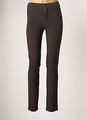 Pantalon slim broderie rivets taille normale marron YOULINE femme