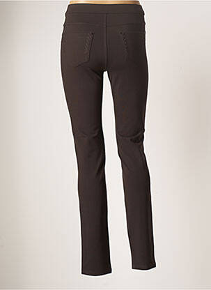 Pantalon slim broderie rivets taille normale marron YOULINE femme