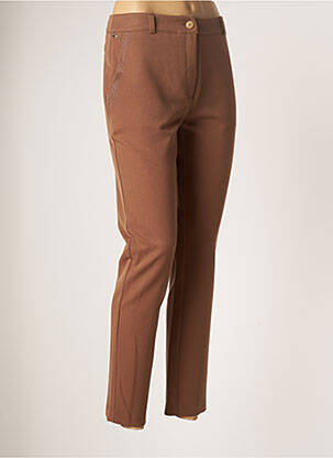 Pantalon chino fermeture zippée sous rabat boutonné taille normale marron FRED SABATIER femme