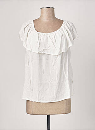 Top tissage crêpe manches courtes blanc SPARKZ femme