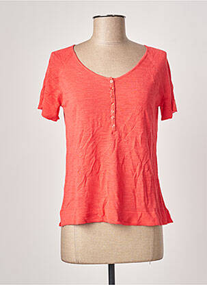 Pull tissage chiné manches courtes rouge POLES femme