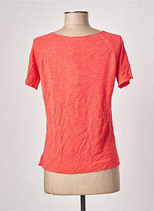 Pull tissage chiné manches courtes rouge POLES femme