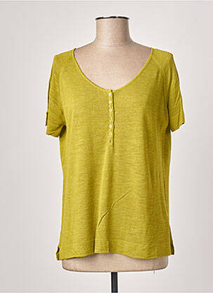 Pull tissage chiné manches courtes vert POLES femme
