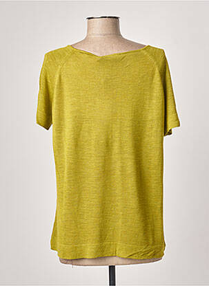 Pull tissage chiné manches courtes vert POLES femme