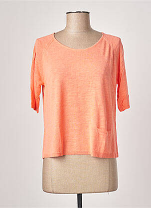 Pull tissage chiné manches courtes orange POLES femme