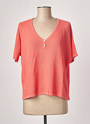 Pull maille ajourée manches courtes orange POLES femme