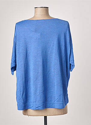 Pull tissage chiné manches courtes bleu POLES femme