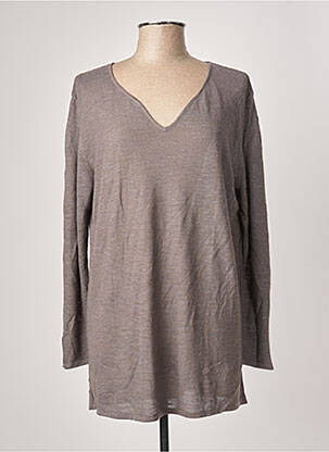 Pull col v manches longues gris POLES femme