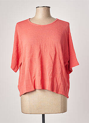 Pull finition bords-côtes manches courtes rouge POLES femme
