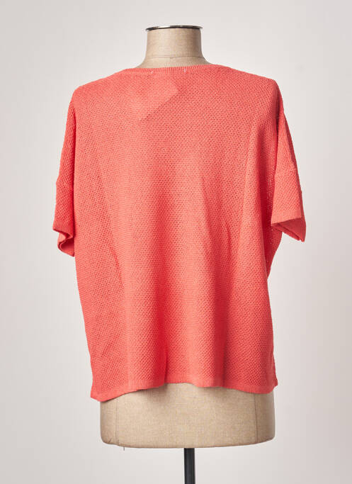 Pull maille ajourée manches courtes orange POLES femme