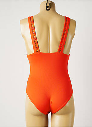 Maillot de bain 1 pièce effet matière satinée haut triangles orange SIMONE PERELE femme