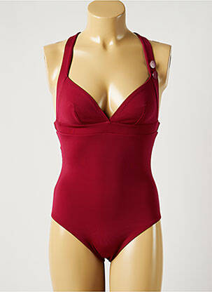 Maillot de bain 1 pièce effet matière satinée haut triangles rose SIMONE PERELE femme