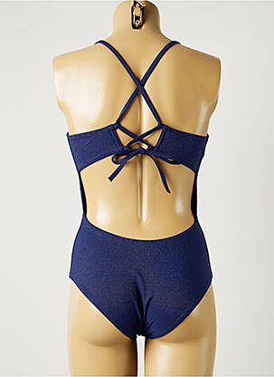 Maillot de bain 1 pièce effet matière satinée haut triangles bleu SIMONE PERELE femme