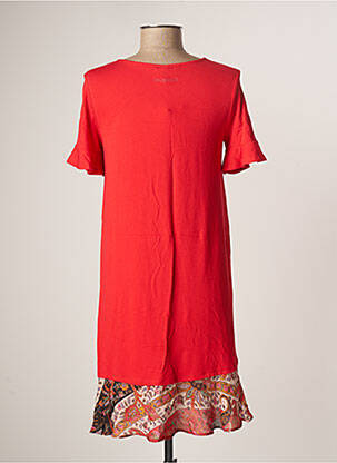 Robe courte manches courtes manches courtes rouge DESIGUAL femme