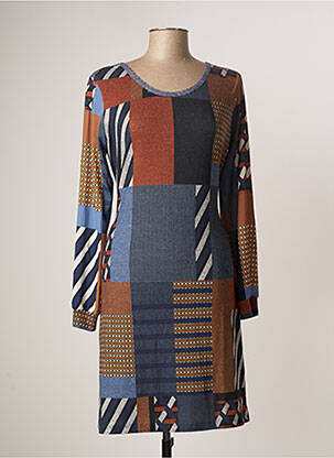 Robe mi-longue manches longues manches longues marron LO! LES FILLES femme