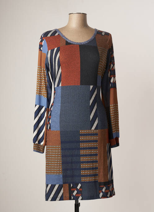 Robe mi-longue manches longues manches longues marron LO! LES FILLES femme