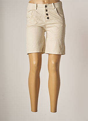 Bermuda coupe droite taille normale beige WAXX femme