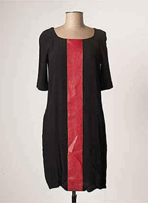 Robe mi-longue tissage crêpe manches courtes noir SINEQUANONE femme