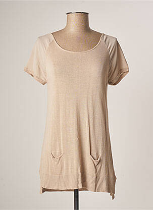 Pull finition bords-côtes manches courtes beige SINEQUANONE femme
