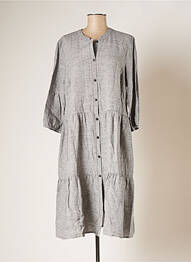 Robe mi-longue manches 3/4 manches 3/4 gris GR NATURE femme