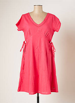 Robe mi-longue manches courtes manches courtes rose GOUBI femme