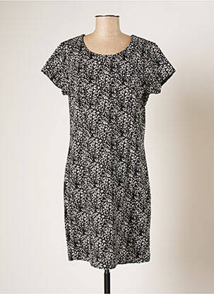Robe mi-longue imprimé fantaisie manches courtes noir NOA NOA femme