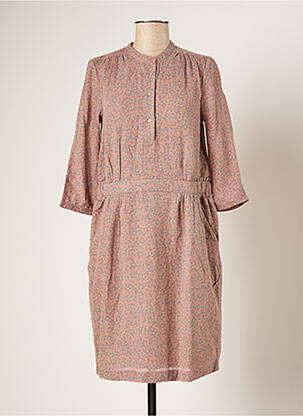 Robe mi-longue coupe fluide manches 3/4 rose NOA NOA femme