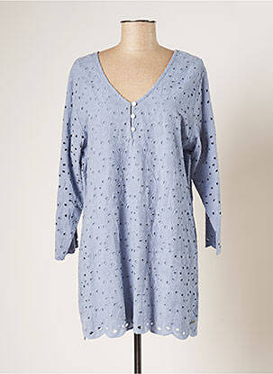 Robe courte manches longues manches longues bleu GOUBI femme
