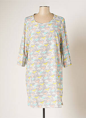 Robe mi-longue manches 3/4 manches 3/4 gris PARAMITA femme