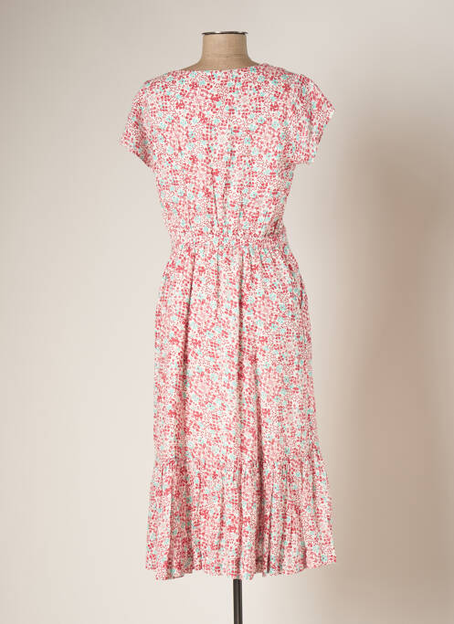 Robe mi-longue imprimé fleurs manches courtes rouge MISTRAL femme