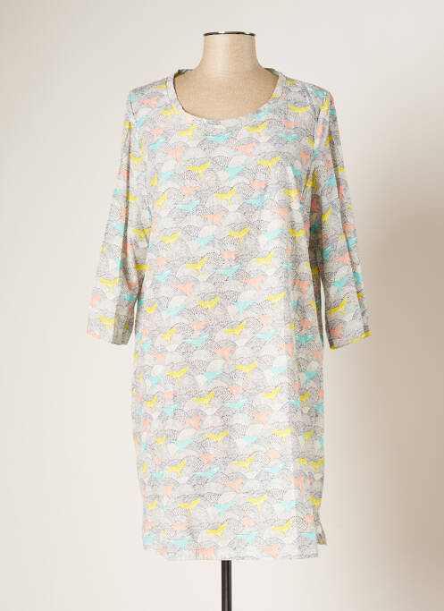 Robe mi-longue manches 3/4 manches 3/4 gris PARAMITA femme