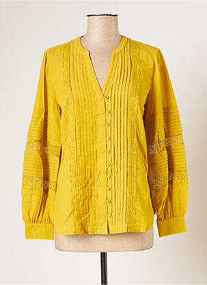 Blouse poignets boutonnés avec fente manches longues jaune WHITE STUFF femme