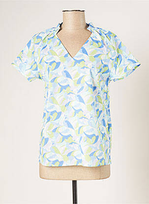 Blouse imprimé fleurs manches courtes bleu LA FIANCÉE femme