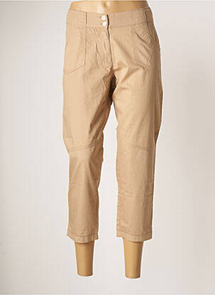 Pantalon droit fermeture zippée sous rabat boutonné taille normale beige GOUBI femme