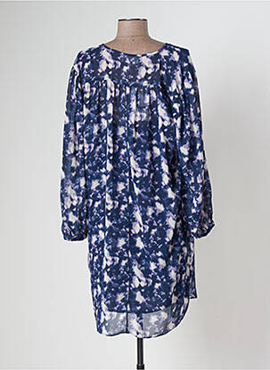 Robe mi-longue coupe fluide manches longues bleu GRACE & MILA femme