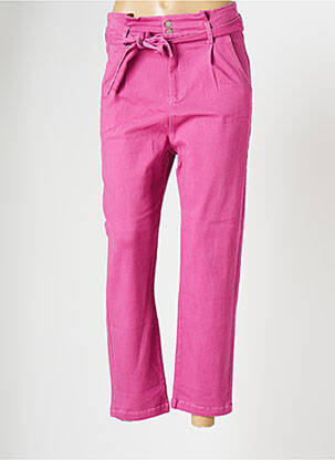 Pantalon 7/8 fermeture zippée sous rabat boutonné taille normale violet GRACE & MILA femme
