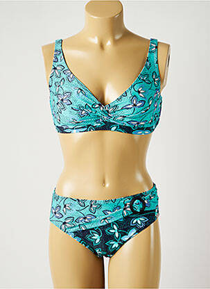 Maillot de bain 2 pièces stretch haut soutien-gorge emboitant bleu SUNMARIN femme