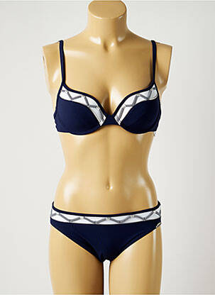 Maillot de bain 2 pièces stretch haut soutien-gorge moulé bleu SUNFLAIR femme